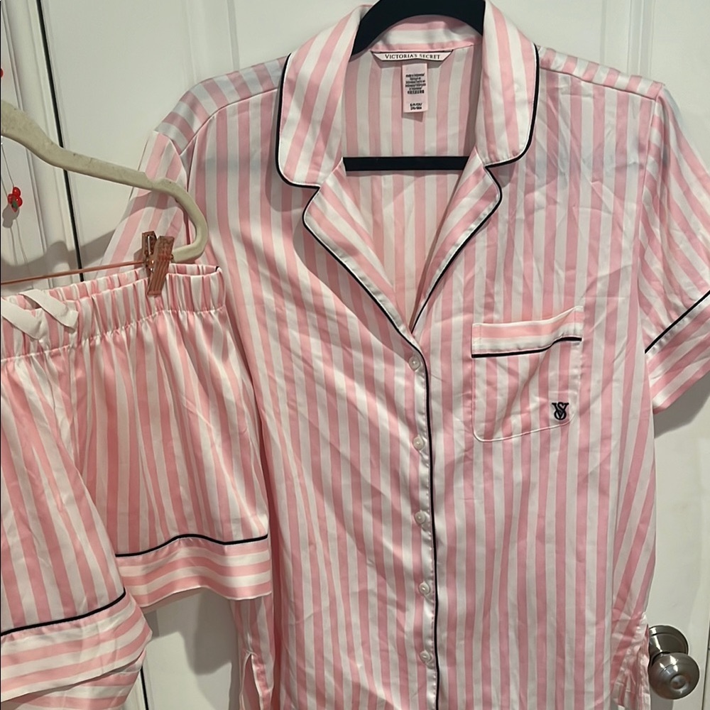 Victoria’s Secret pink stripe satin pajama set